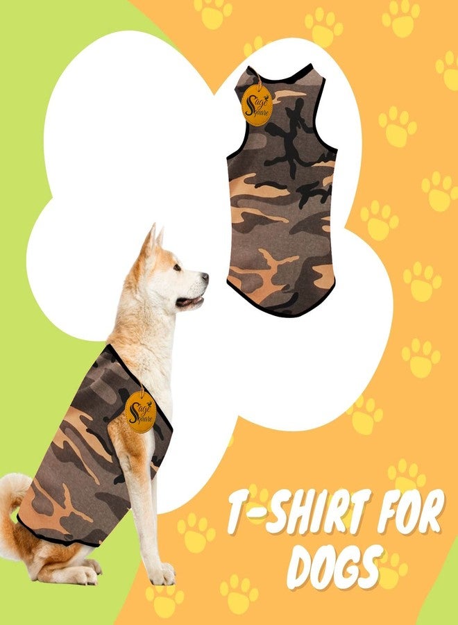 Sage Square Adorable Sleeveless Cotton Dog T-Shirt - Breathable & Fashionable Apparel for Your Dog, Puppy (Army Khakhi) (Medium-16inch) - Image 4